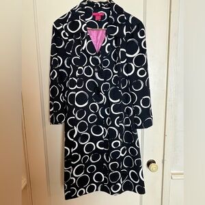 Sunny Leigh Black and White Abstract Circles Coat